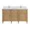 James Martin Vanities 60'' Double Vanity, Light Natural Oak w/ Single Hole 3 CM White Zeus Quartz Top & Backsplash 424-V60D-LNO-1WZ - alternate 1